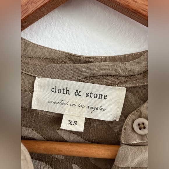 cloth & stone tiger striped button front midi long sleeve dress XS - Picture 3 of 10